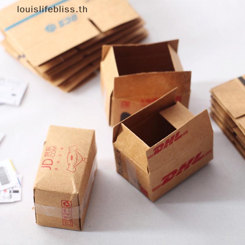 Louislifebliss 1 ชุด Mini Carton Express Carton 1:12 Dollhouse Miniature Express กล่องตกแต่งของเล่นใ
