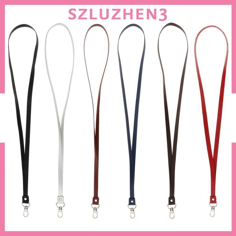 [Szluzhen3] สายคล้องคอเชือกเส้นเล็กหนัง PU สําหรับทุกเพศพร้อมป้ายการ์ดคลิปกุ้งก้ามกรามโลหะที่แข็งแกร