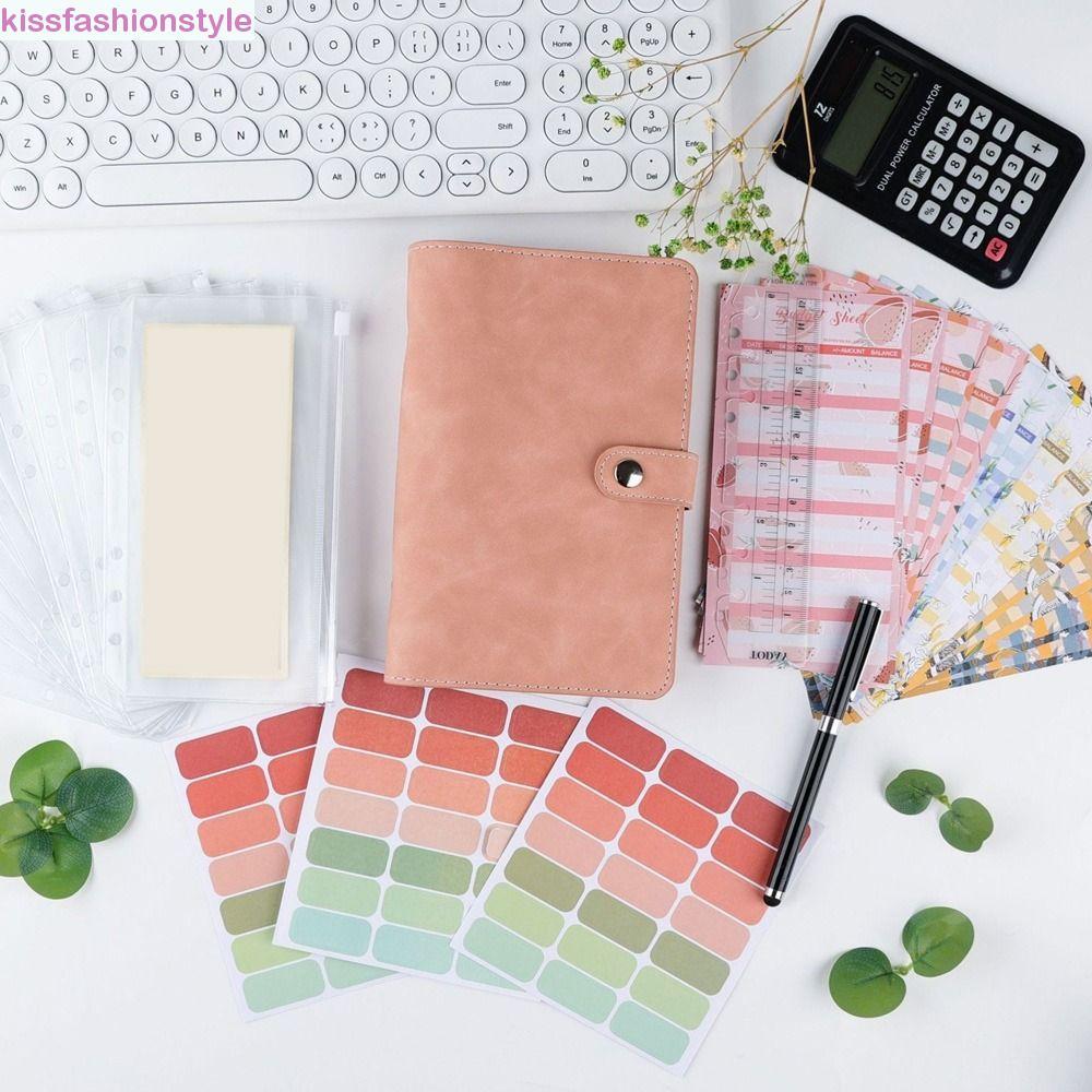 KISSFASHIONSTYLE A6 Soft Budget Binder Planner, PU 6 Hole Binder กระเป๋า A6 คู่มือกระเป๋าเก็บ, 12pcs