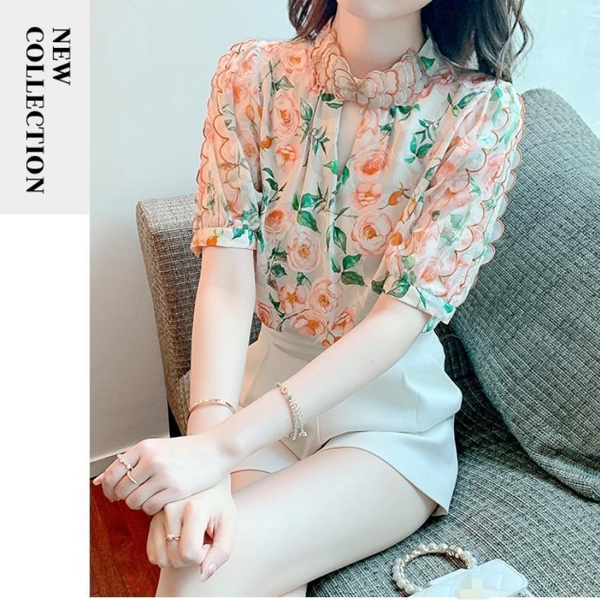 YR 3M BLOUSE 2274 TM THREE M GLENDA EMBROIDERY COLLAR TOP BLOUSE PREMIUM