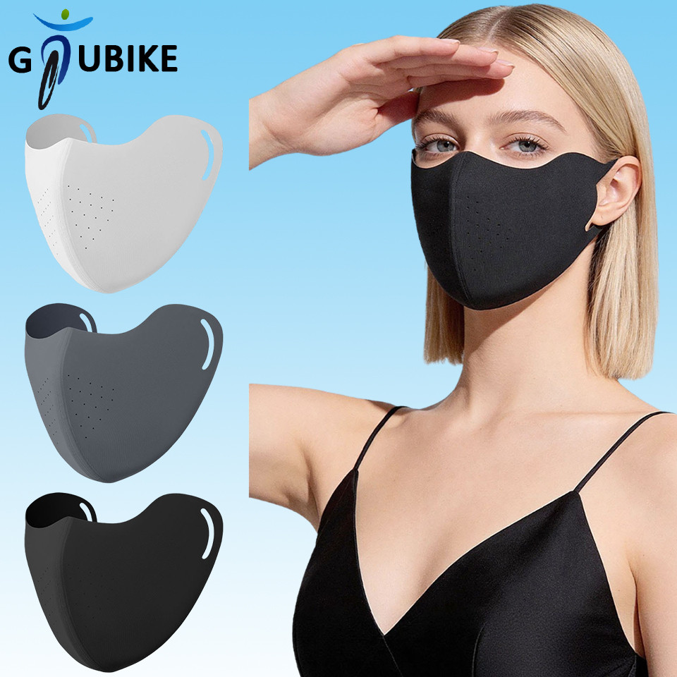 หน้ากากครึ่งหน้าสำหรับกลางแจ้ง ทำจากผ้าไหมน้ำแข็ง ระบายอากาศได้ดี ป้องกัน UV UPF50+