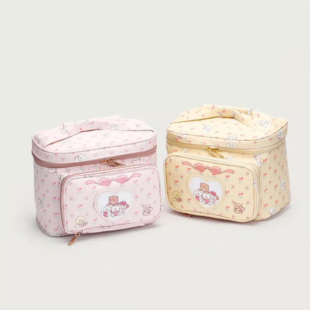 COD กระเป๋าเครื่องสำอางพกพา ความจุขนาดใหญ่ กันน้ำและกันฝุ่น สีเหลือง/ชมพู cosmetic bag