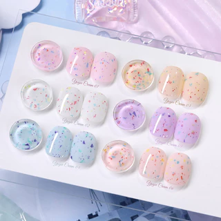 BORN PRETTY 6 ชิ้นครีมสีขาวสีชมพูสีฟ้าเจลเล็บชุดที่มีสีสัน UV เจลเล็บกึ่งถาวรเจลเคลือบเงาเล็บ