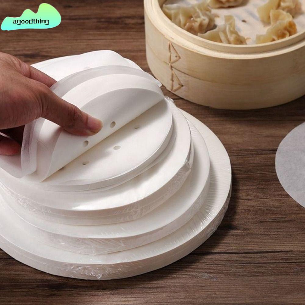 AGOODTHING 100 ชิ้น Buns ขนมอบกระดาษไม่ติด, 4/5/6/7/8in รอบกระดาษ Steamer, ทิ้ง Buns Pad กระดาษครัวท