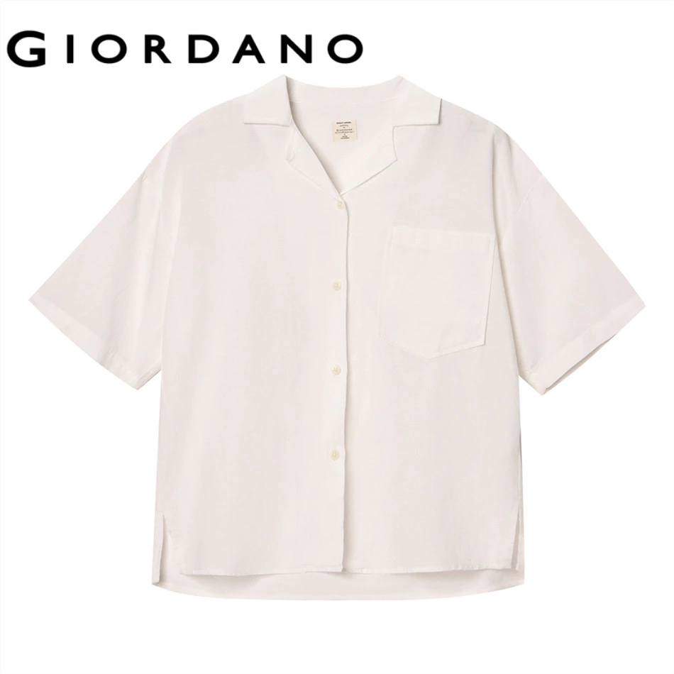 GIORDANO เสื้อเชิ้ตผู้หญิง Women's Loose Linen Shirt 05345213
