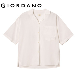 GIORDANO เสื้อเชิ้ตผู้หญิง Women's Loose Linen Shirt 0534521…