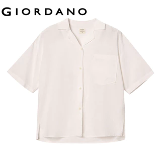 GIORDANO เสื้อเชิ้ตผู้หญิง Women's Loose Linen Shirt 05345213