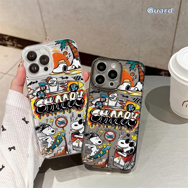 Snoopy Holiday CaseiPhone 11 12 13 14 15 16 Pro X XR XS Max 7Plus 8Plus โปร่งใส-GD