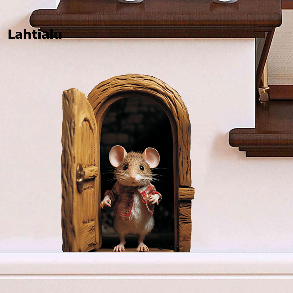 Lahtialu ทนทาน Wall Decal Pvc Wall Decal 3d เมาส์ Wall Decal ที่สมจริง Rat Hole สติกเกอร์ Pvc 3d Eff