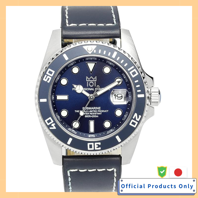 HYAKUICHI 101 No.2 Hyakuichi Quartz Divers 20ATM Water Resistant Watch Date Anti-Reverse Bezel Leath