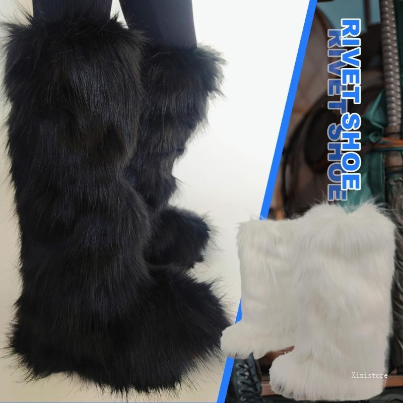 Xixi ฝาครอบบู๊ต femur พิมพ์ faux fur อุ่นสำหรับผู้หญิง