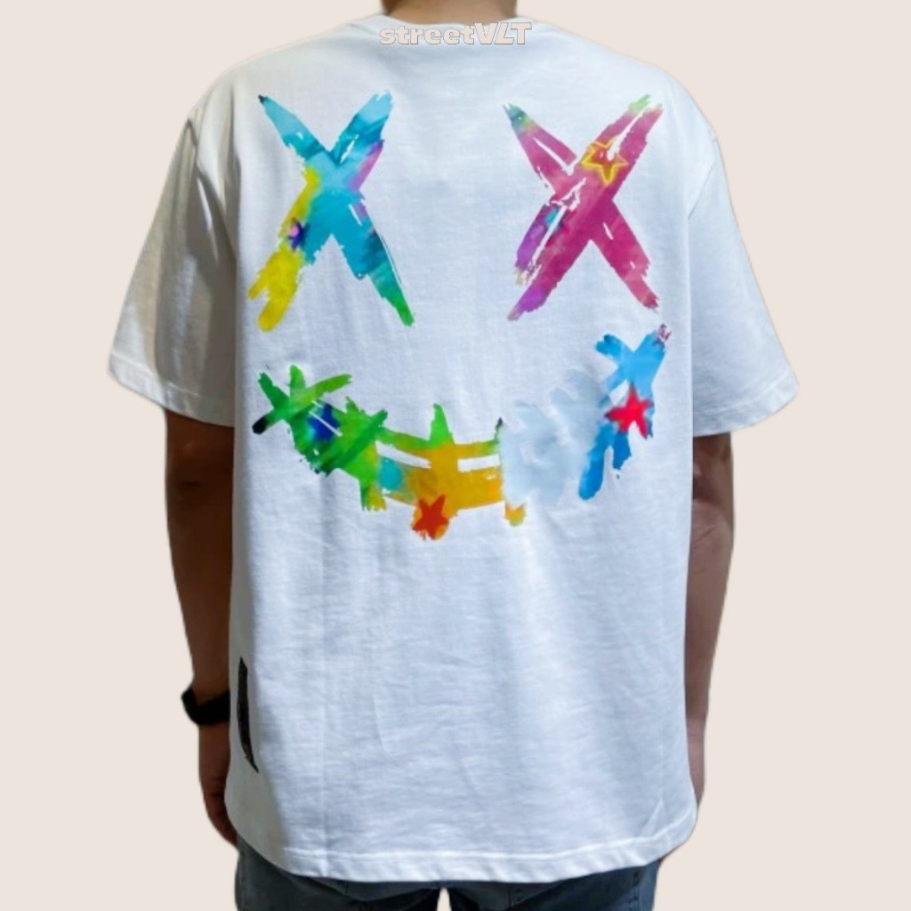 RIC Ricky Is Clown ภาพวาดระบายสี Tearing Smile Sfumato White Tee