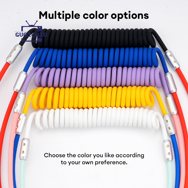 สายชาร์จ LOOP 240W Type C Fast Charging สายเคเบิลข้อมูลซิลิโคนเหลวแบบสปริง รองรับ Carplay 240W พร้อม