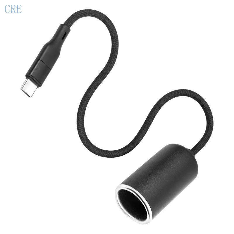 CRE Type C Male to 12V Female Car Adapter สําหรับเชื่อมต่ออุปกรณ์ไฟแช็ก
