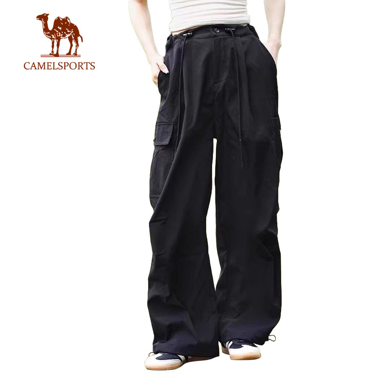 CAMEL SPORTS ผู้หญิงกลางแจ้ง Paratrooper กางเกงกว้างขาหลวม Fit เอวสูง Breathable Straight-Leg Workwear ผู้ชาย