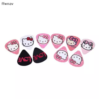 Ffwnav กีตาร์อะคูสติก5ชิ้น Kawaii Sanrio ปิ๊กกีต้าร์ Hello Kitty ไฟฟ้าเรียบเบสอะคูสติกเครื่องมือเลือกของขวัญ