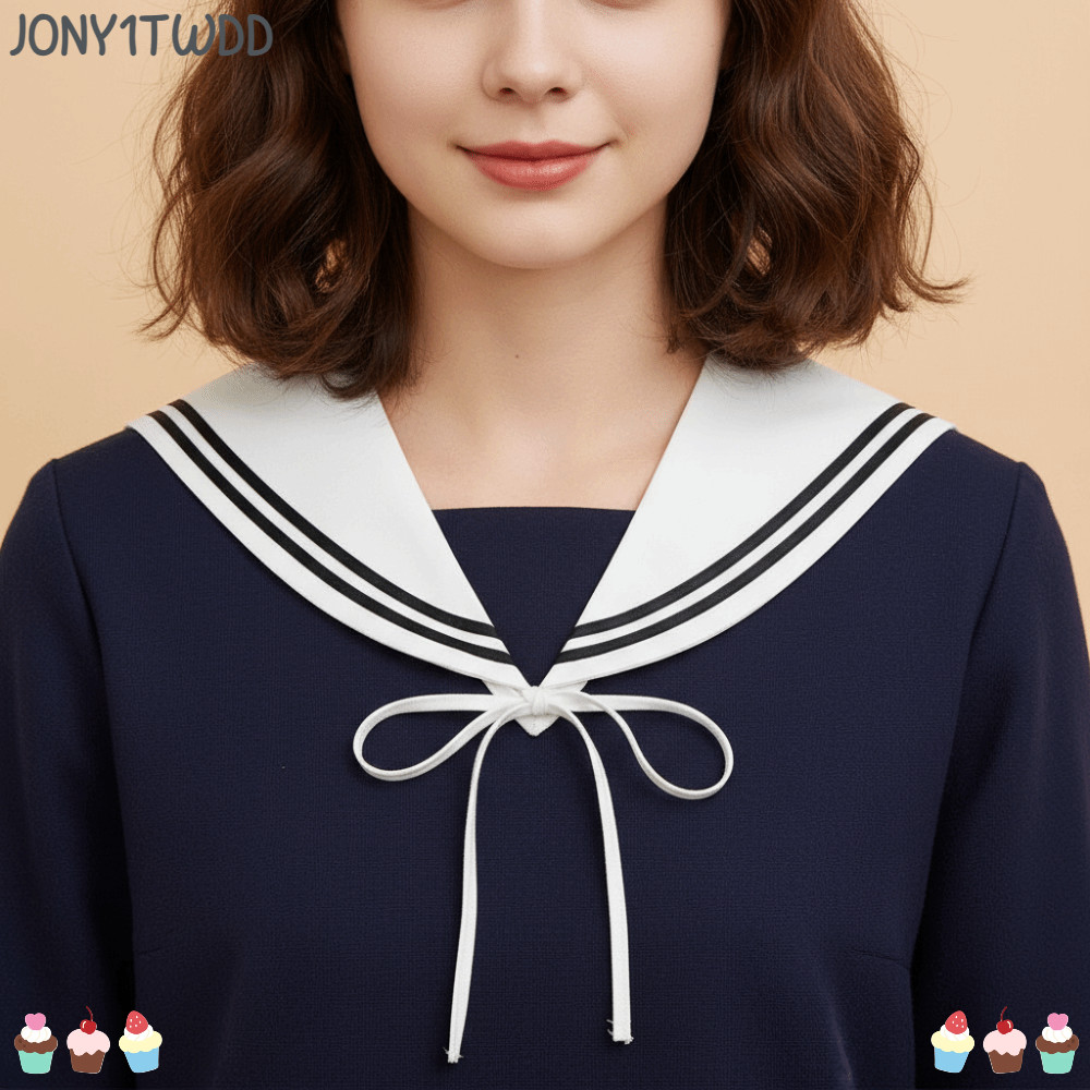 JONY1TWDD Top สร้อยคอคอปกปลอม,ที่ถอดออกได้ลายกะลาสีปลอมผ้าพันคอ,ผู้หญิงแฟชั่นสีดําสีขาว Laced Cotton False Tie Neckwear Match เสื้อกันหนาวเสื้อ Dresst