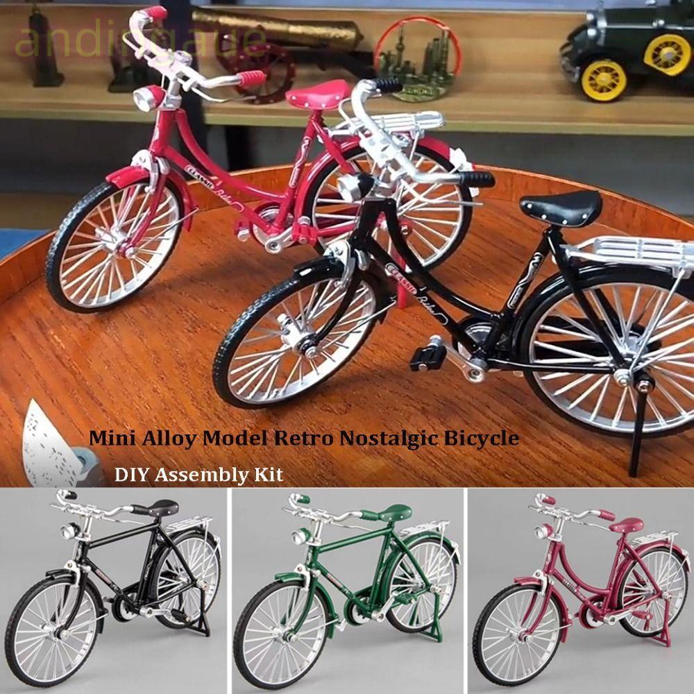 ANDIN จักรยานโมเดลโลหะผสม, ชุดประกอบ DIY ขนาด 4 สี, 17.8*6.2*10.5 ซม. Retro Nostalgic จักรยาน