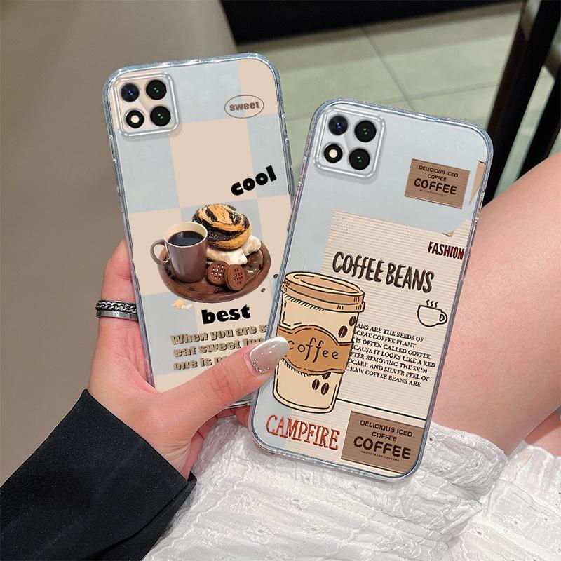 ใช้งานร่วมกับ Redmi 9C 10A 10C เคสโทรศัพท์ Coffee Series TPU Soft โปร่งใสฝาครอบโทรศัพท์