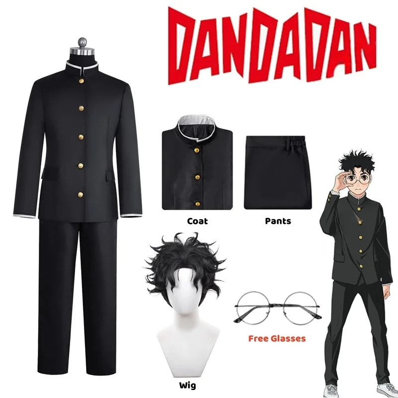 💦 Ken Takakura Cosplay Costume Anime Dandadan Okarun Men School Uniform ชุดนักเรียนแจ็คเก็ตสีดํา คอส