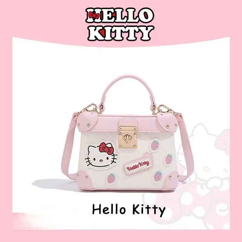 Sanrio Hello Kitty Hello Kitty Box Bag กระเป๋าถือ กระเป๋าสะพายไหล่ กระเป๋าสะพายข้าง