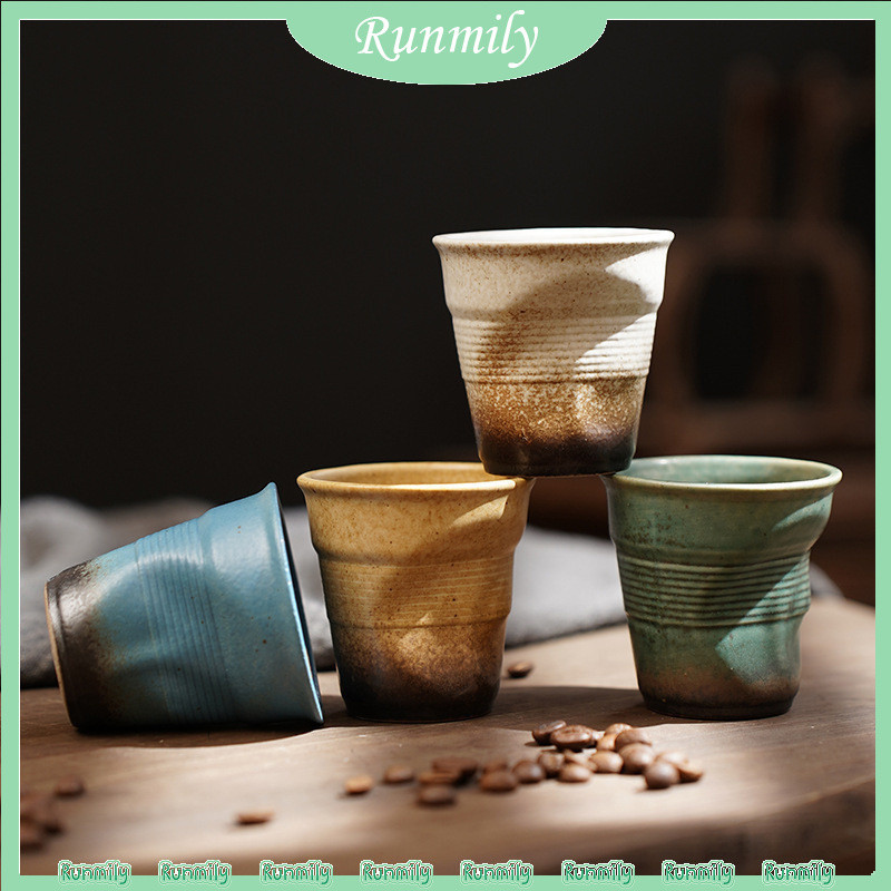 90มล. ถ้วยกาแฟเซรามิคสร้างสรรค์ถ้วยลาเต้ขนาดเล็กย้อนยุคถ้วยชาเซรามิกหยาบเครื่องปั้นดินเผาแก้วกาแฟ