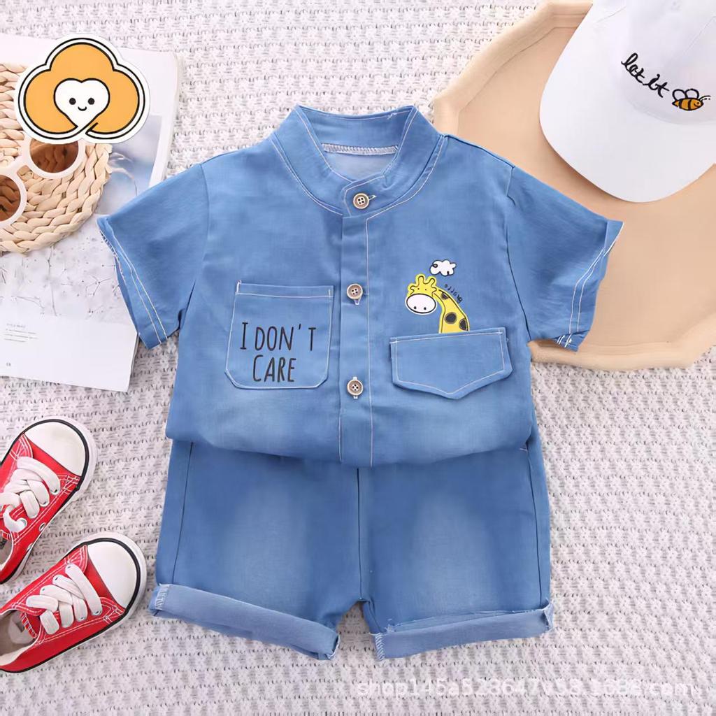 [Cotton Life] ชุดเสื้อกางเกงสำหรับเด็กแรกเกิด - 4 ขวบ ลายกวางน้อยคาวบอยการ์ตูน น่ารัก ขวัญใจเด็กๆ สวมใส่ได้ทั้งเด็กผู้ช