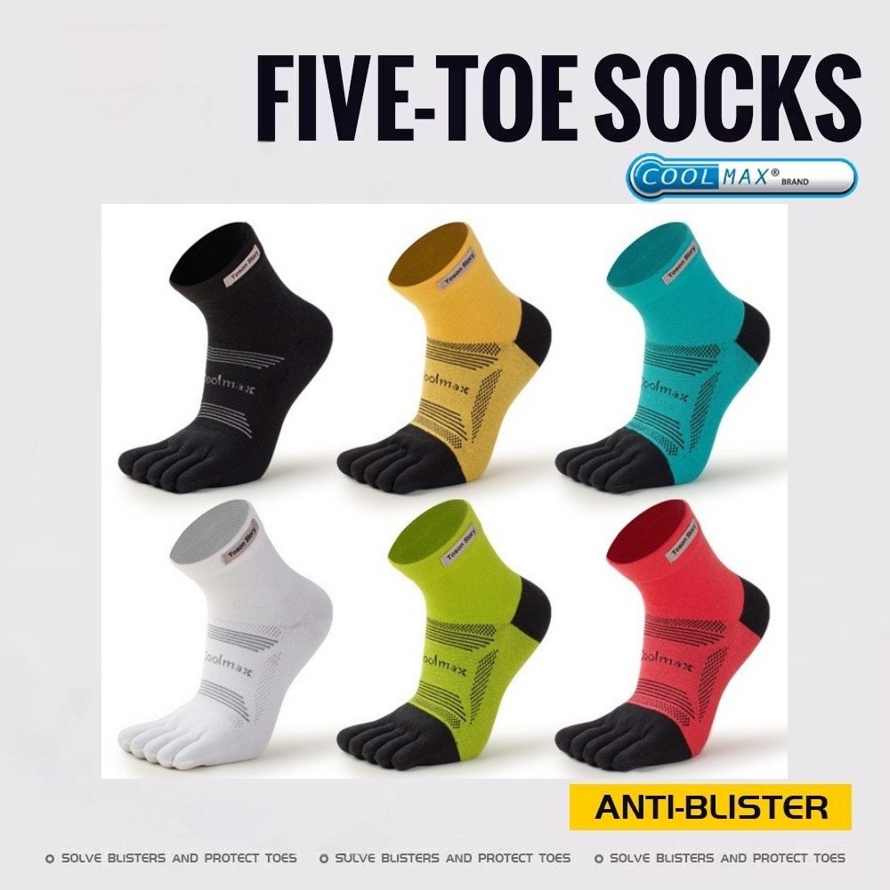 Toson Story ถุงเท้าแยกนิ้ว Five Finger Socks Mid Tube Coolmax น้ำหนักเบา สำหรับวิ่ง จักรยาน ระบายอากาศดี