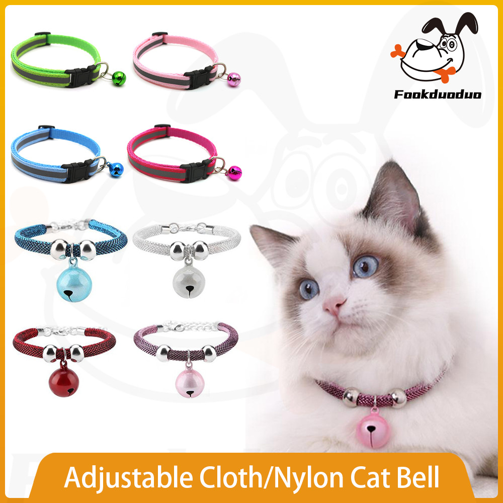 ปรับแมวญี่ปุ่นคอไนล่อนและผ้าที่มีระฆังขยายโซ่สร้อยคอสําหรับลูกแมวสัตว์เลี้ยงแฟชั่นอุปกรณ์เสริม