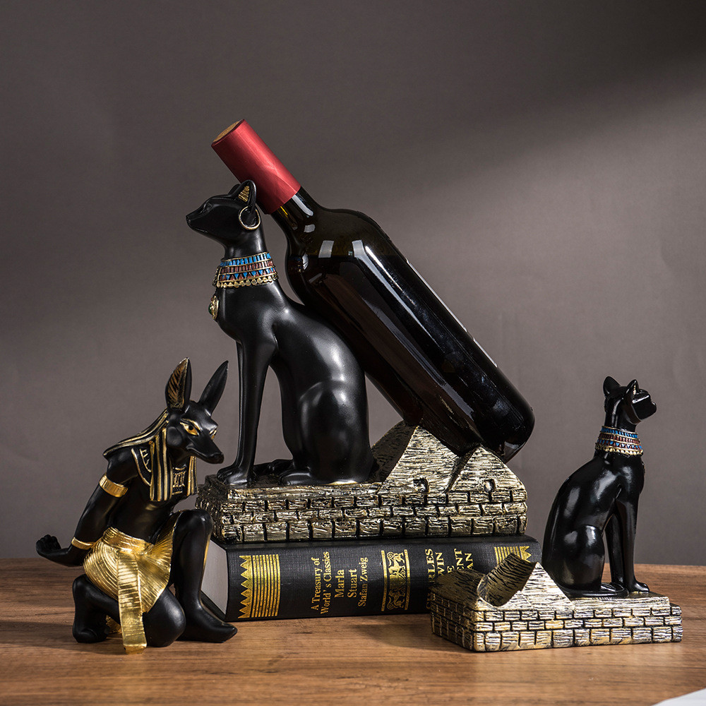 Egypt Best Cat Wine Rack Anubis God Wine Rack Bar Wine Seat Crafts Jewelry