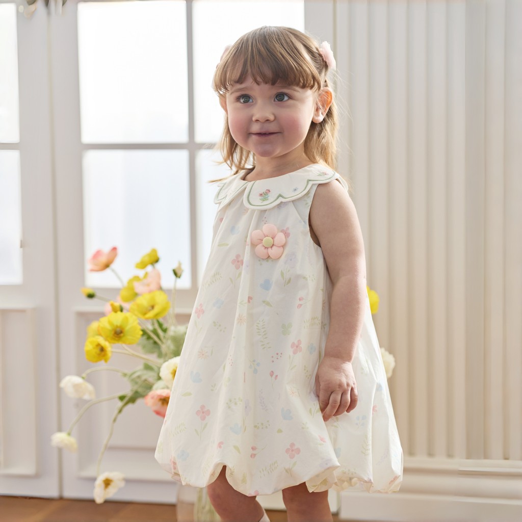Dave Bella 6M-9Y เดรสแขนกุด เด็กหญิง 100%Cotton ฤดูร้อน เดรสดอกไม้  น่ารักและมีสไตล์ DB2261377 ราคา ถูกที่สุด ดีลบีเคเค แกลเลอรีภาพที่ 6