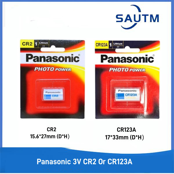 Panasonic CR123A/CR2 แบตเตอรี่ลิเธียม 3V สําหรับไฟฉาย/กล้อง