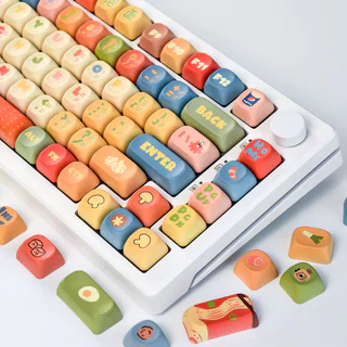 MAIMOOO Instant Noodle Thai Keycap MOA Profile 120 คีย์ PBT Dye Sublimation Aula F75 F99 RK100 รอบการ์ตูน Keycaps น่ารักสีบล็อก Grafi Thai Keycaps