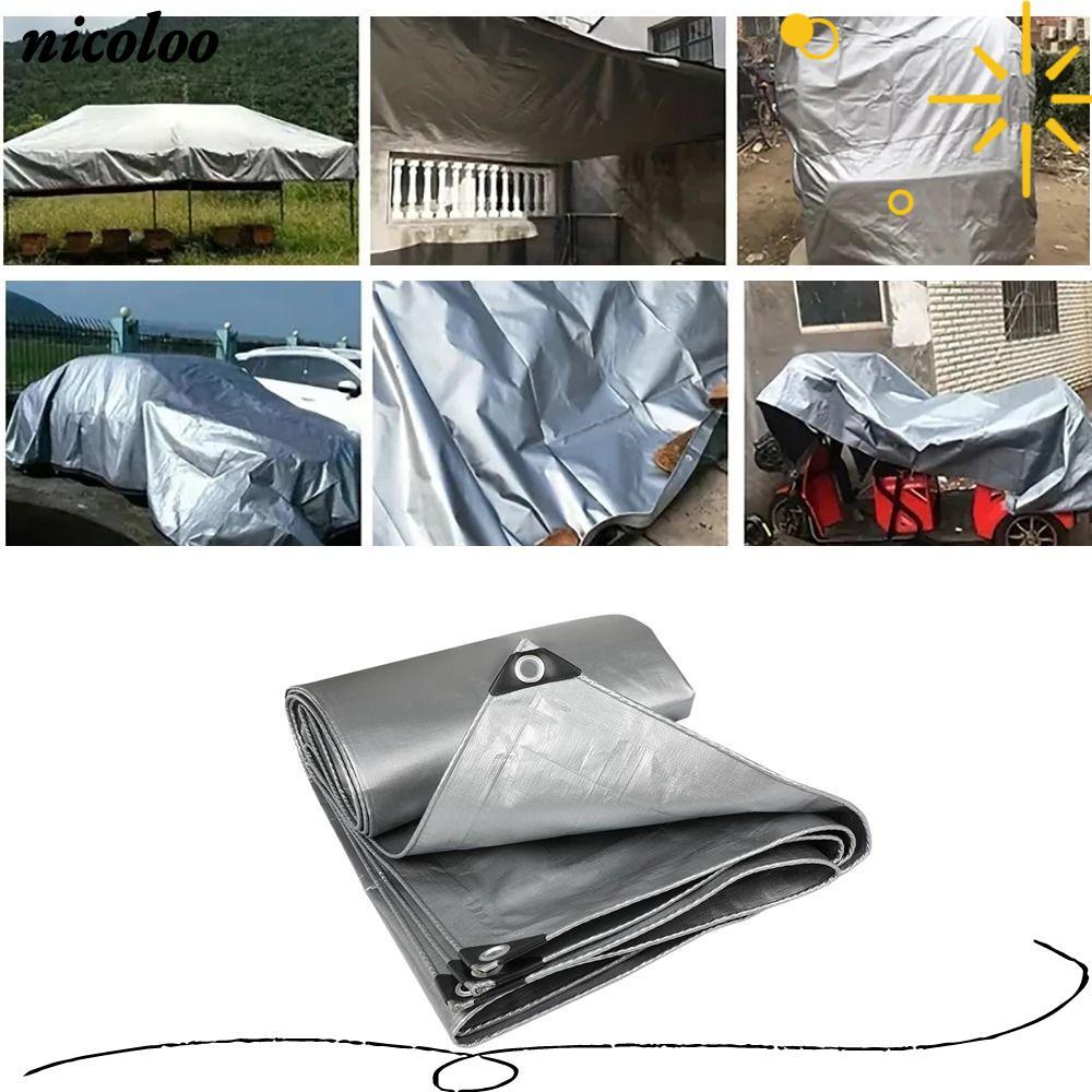 NICOLOO ผ้าใบกันน้ํา PE, Camping เต็นท์เสื่อกันสาดกลางแจ้งผ้ากันฝน,เรือรถบรรทุกหลังคากันสาด 2mX3m ผ้