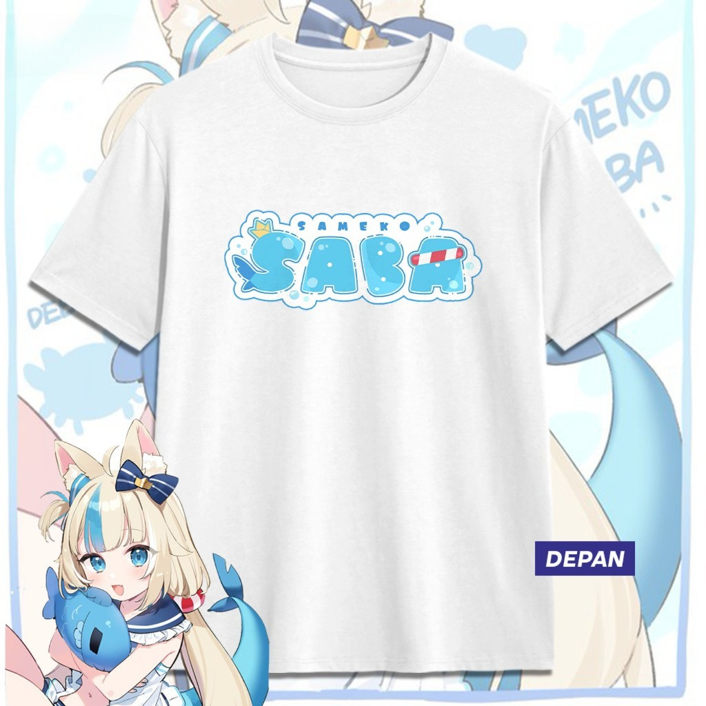 ฮิรุมะ เก็บ | SAMKO SABA LOGO VTUBER เสื้อยืด Sameko Saba อะนิเมะเกม Unisex ผู้ชายผู้หญิง Tops
