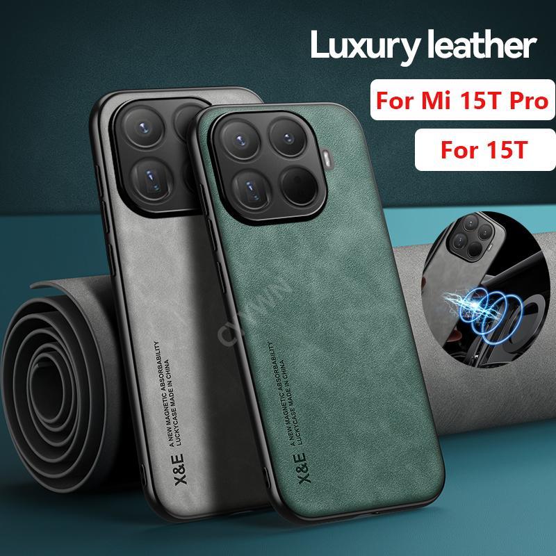 รุ่นใหม่หนังกันกระแทกเคสโทรศัพท์เหมาะสําหรับXiaomi Mi 15T Proฝาครอบป้องกันผู้ถือรถแม่เหล็กโทรศัพท์Co