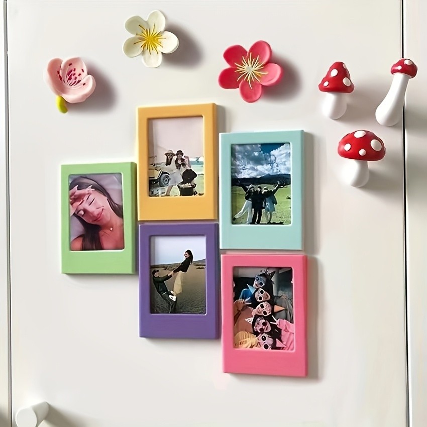 5PCS กรอบรูปแม่เหล็กติดตู้เย็น For Fujifilm Instax Mini 8 9 11 12 ใช้จัดแสดงภาพถ่ายและฟิล์มเนกาทีฟ