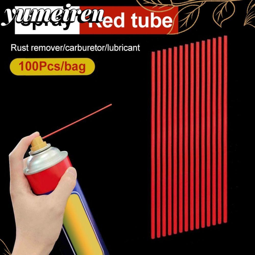 YUMEIREN หลอดสเปรย์ขยาย 12 ซม. พลาสติกสีแดง อุปกรณ์เปลี่ยนหัวฉีด สำหรับกระป๋องสเปรย์น้ำมันหล่อลื่นและขจัดสนิม เครื่องมือทำความสะอาด