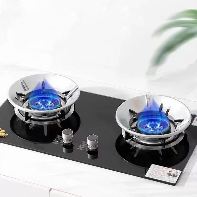 【ซื้อ 1 แถม 1】ที่บังลมเตาแก๊ส ขาตั้งหม้อ ฝาครอบหัวเตาแก๊ส จานรองหม้อและบังลม ฝาครอบเตาแก๊ส อุปกรณ์เสริมเตาแก๊สประหยัดพลั