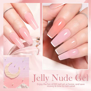OsNailmall 8 สี Jelly Nail Gel Polish UV LED Soak Off Nail Art Polish Nude สี UV Gel เล็บกึ่งถาวร
