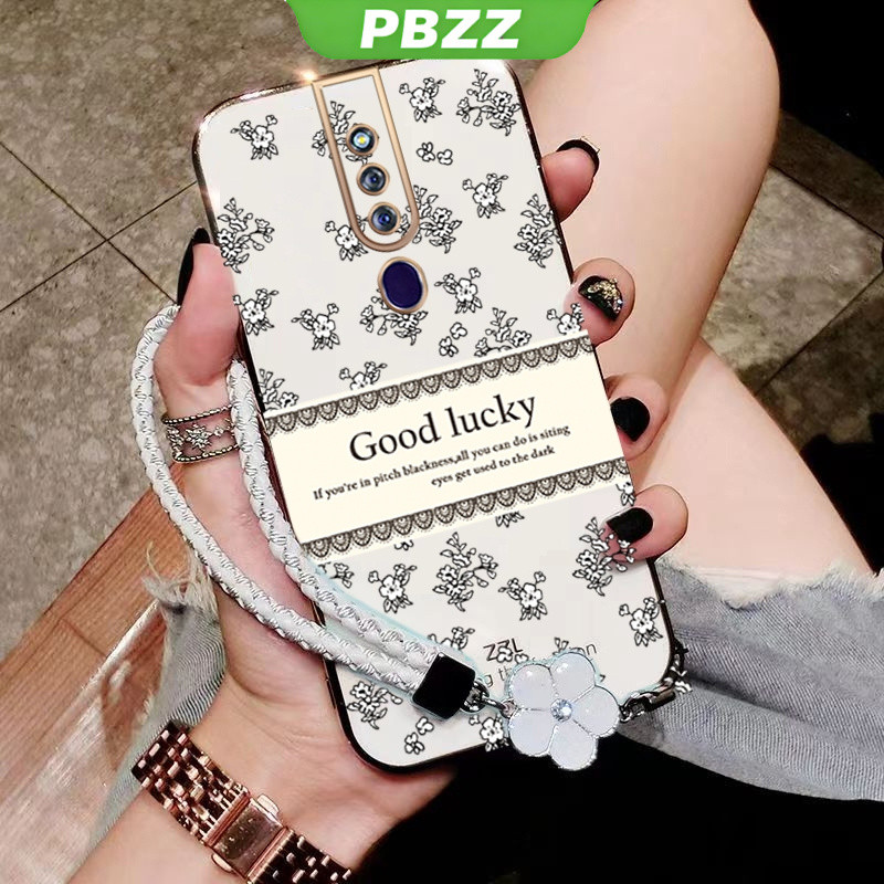 PBZZ เคส ปลอก OPPO F11 Pro OPPO F11 เคสโทรศัพท์ Softcase Electroplated ซิลิโคนกันกระแทกฝาครอบป้องกันการออกแบบใหม่ Aesthetic Luxury Retro สร้อยข้อมือสำหรับสาว DDXYBH01