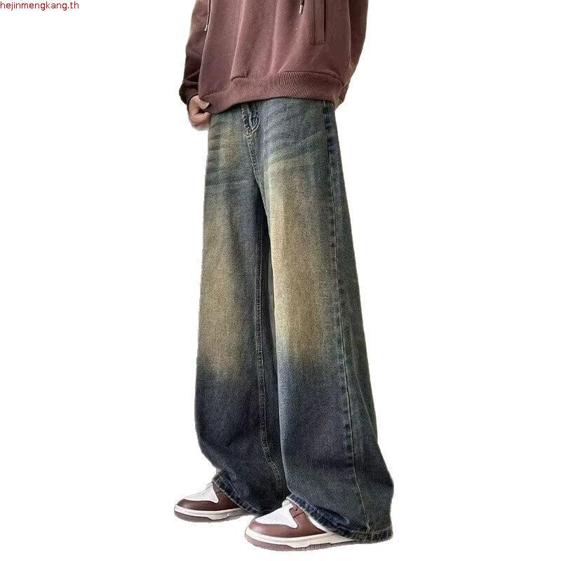 Baggy Jeans 10 สี กางเกงยีนส์ผู้ชายขากว้าง ไซลินไดรต์ พอดี คอปกปานกลางพอดีเก็บอย่างดี