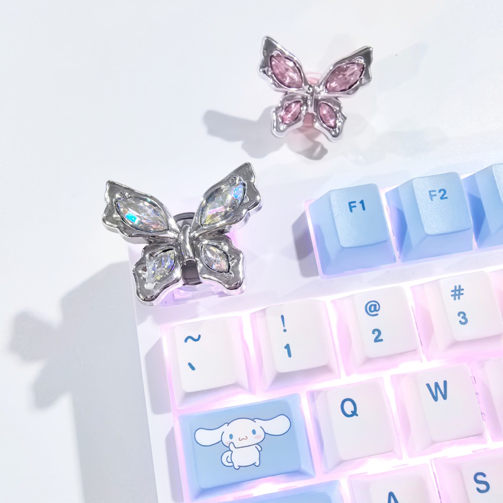 keycap คีย์แคปใส Handmade Bow Steampunk Mechanical Keyboard ปุ่มกดที่ไม่ซ้ํากันรอบสามมิติน่ารักไฟฟ้า