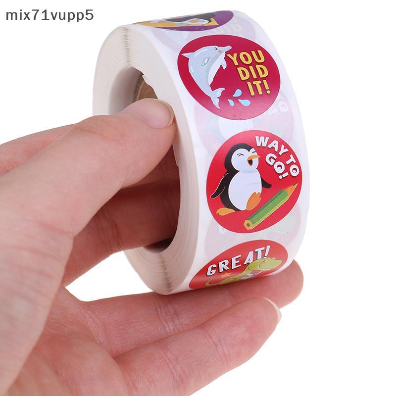 สติกเกอร์รางวัล mix71vu 500ชิ้นสติกเกอร์ให้กำลังใจสติกเกอร์เด็กม้วนสัตว์น่ารัก th