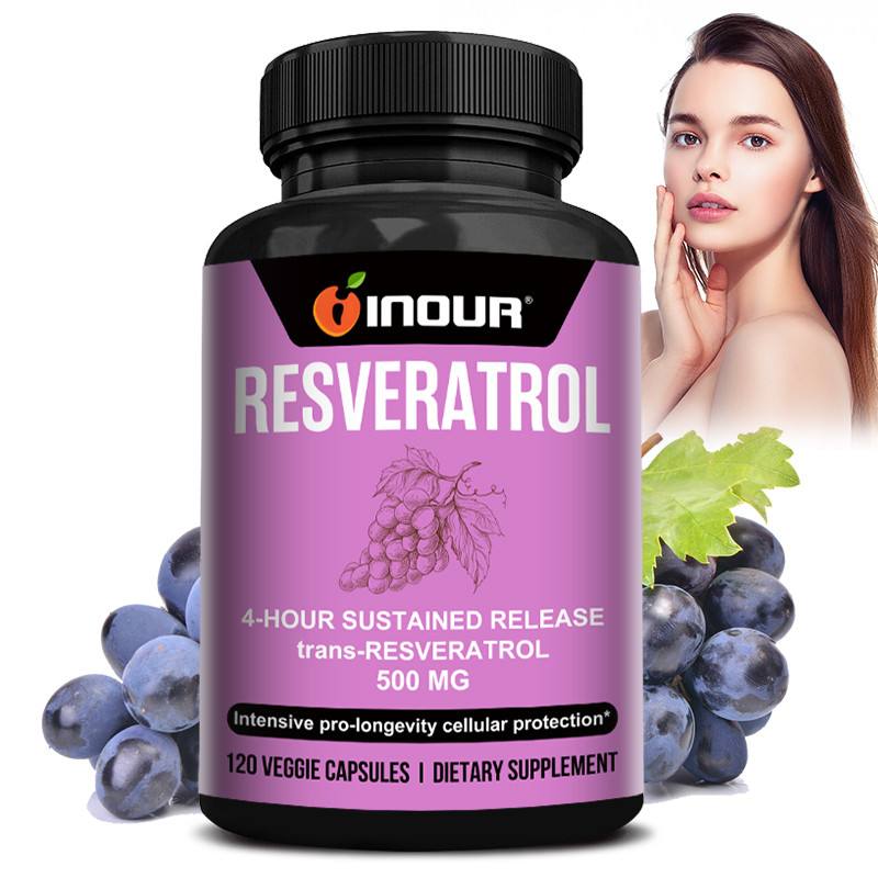 RESVERATROL 500mg แคปซูล - ผสม Quercetin 40mg ช่วยปกป้องเซลล์และชะลอวัย วีแกนแคปซูล