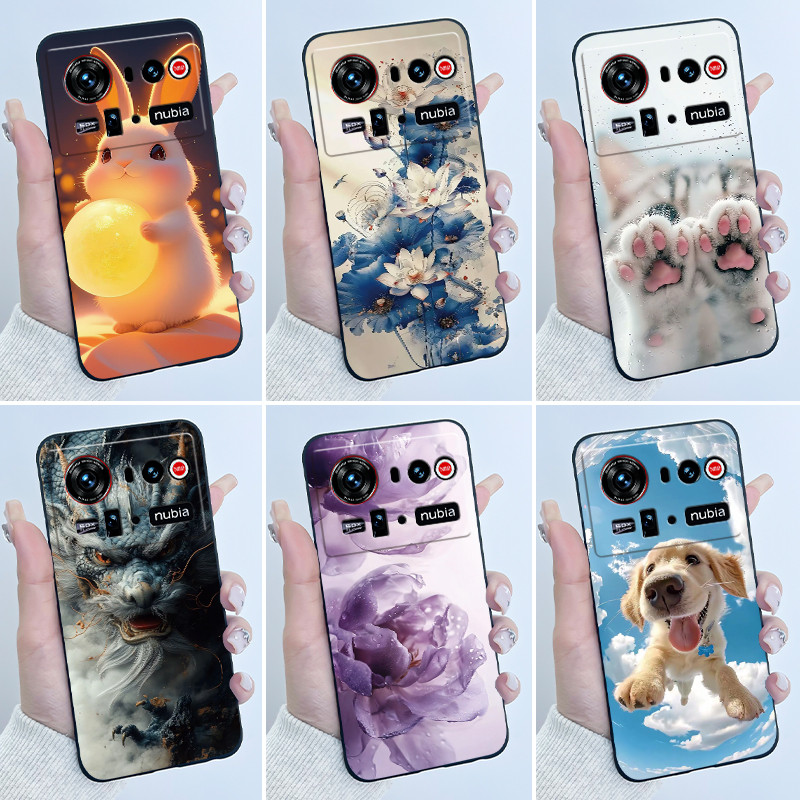 ปลอกสําหรับ ZTE Nubia Z80 Ultra 5G NX741J ความงามหรูหราน่ารัก Cool ชายหญิงสีดํา Matte ซิลิโคนนุ่มโทร