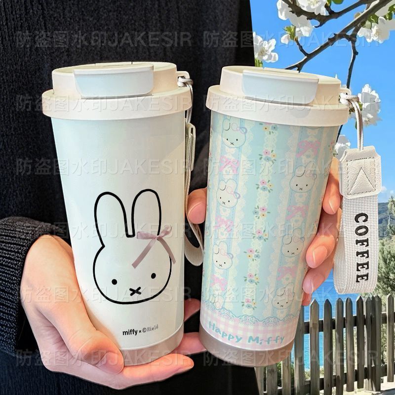 Miffy Rabbit Sweet Thermos Cup 316 Stainless Steel Large Capacity Straw Water Cup Car Coffee Cup/bret