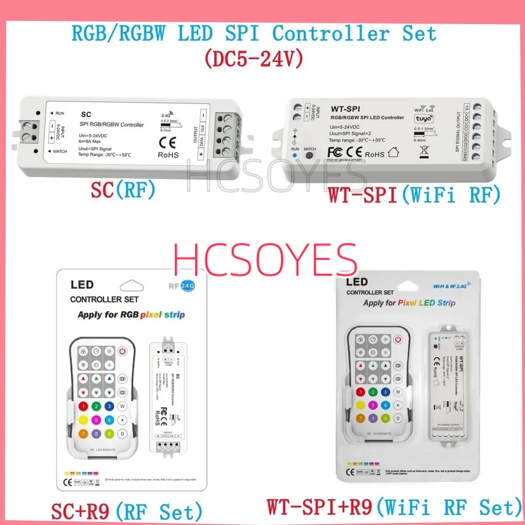 SKYDANCE RGB/RGBW LED SPI Controller ชุด WT-SPI + R9/SC + R9 DC5V-24V WS2811 Ws2812 Ws2815 SK6812 RG