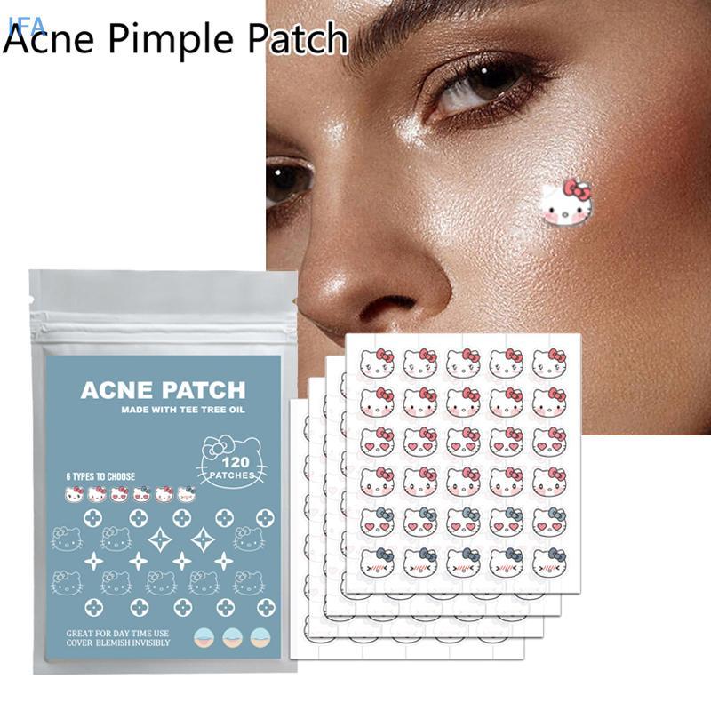 IFA 120 ชิ้น/เซ็ต Hello Kitty Pimple Patch สิวที่มีสีสันที่มองไม่เห็น Skin Care Stiers คอนซีลเลอร์ F