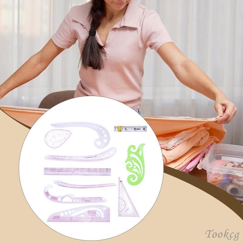 [Tookcg] 10x French Curve Pattern Ruler Set เครื่องทําชุดไม้บรรทัดสําหรับผู้เริ่มต้นควิลท์